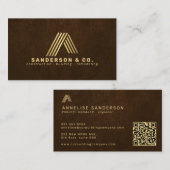 Bruin goud aangepast logo QR bouwconstructie Visitekaartje (Voorkant / Achterkant)