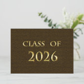 Bruin & Goud Afstudeerfeest Uitnodiging Klas 2026 (Staand voorkant)