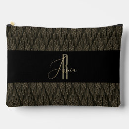 Bruin goud Blad leer patroon & monogram Etui