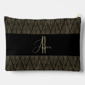 Bruin goud Blad leer patroon & monogram Etui (Achterkant)