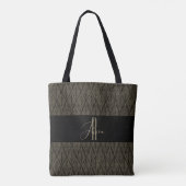 Bruin goud Blad leer patroon & monogram Tote Bag (Achterkant)