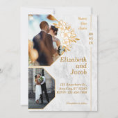 Bruin Goud Bloemen Foto Bewaar de datum uitnodigin Save The Date (Voorkant)