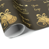 Bruin Goud Chique Kerstbel Retail Custom Logo Cadeaupapier (Rol Hoek)