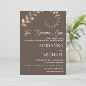 Bruin Goud Christelijke Religieuze Huwelijksuitnod Kaart (Staand voorkant)
