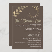Bruin Goud Christelijke Religieuze Huwelijksuitnod Kaart (Voorkant / Achterkant)