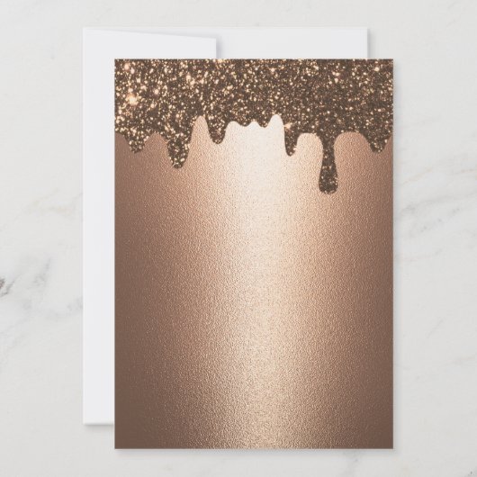 Bruin Goud Dripping Glitter Metallic Shine Bruilof Kaart (Achterkant)