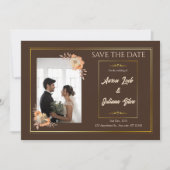 Bruin & Goud Eenvoudige bruiloft Save The Date Kaa (Voorkant)