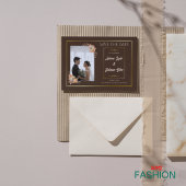 Bruin & Goud Eenvoudige bruiloft Save The Date Kaa