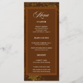 Bruin & Goud Elegant Bloemen Trouwmenu Menu (Voorkant)