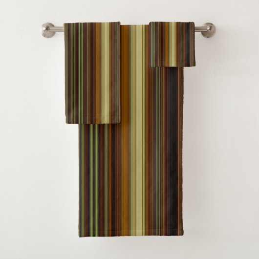 Bruin goud en groene strepen bad handdoek (Insitu)