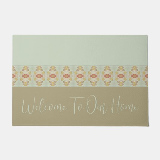 Bruin Goud en Licht Blauwgroen Deurmat (Voorkant)