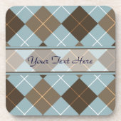 Bruin, goud en Sky Blue Argyle Monogram Bier Onderzetter (Voorkant)