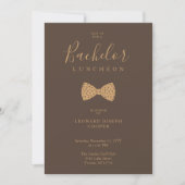 Bruin Goud Fun Polka Dots Bow Bachelor Luncheon Kaart (Voorkant)