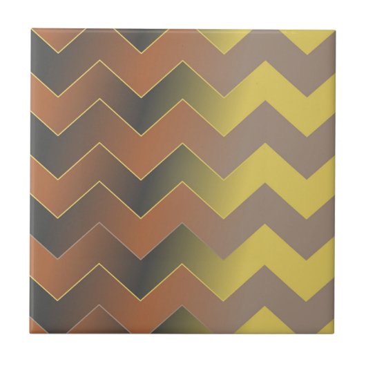 Bruin Goud Geometrisch Chevron Zig Zag Patroon Tegeltje (Voorkant)