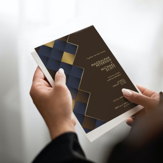 Bruin & Goud Geometrische bruiloft Kaart
