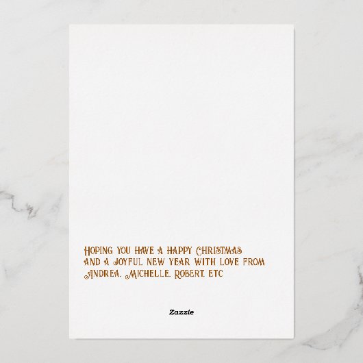 Bruin & Goud Gingham Kerstvakantie Foto Folie Feestdagenkaart (Achterkant)