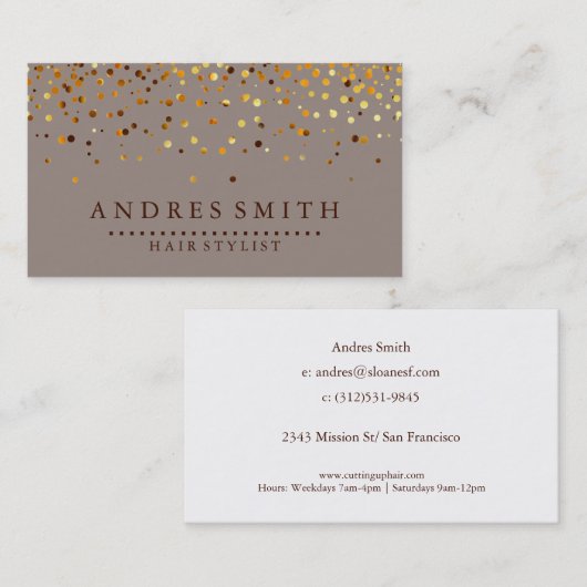 Bruin Goud Glitter Haar Stylist Visitekaartje (Voorkant / Achterkant)