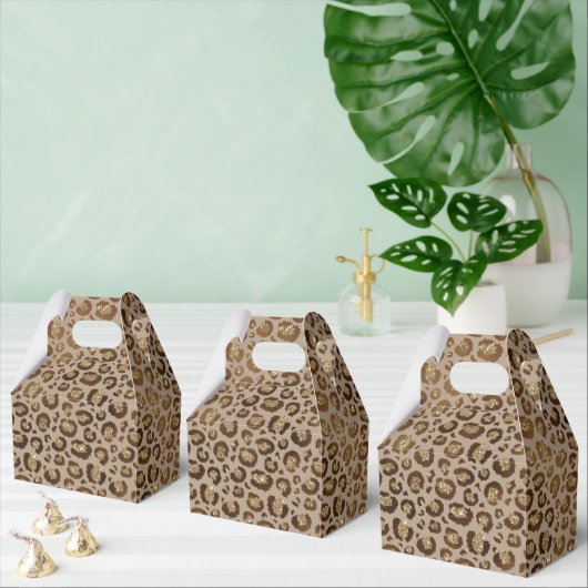 Bruin Goud Glitter Leopard Print Bedankdoosjes (Meervoudige)