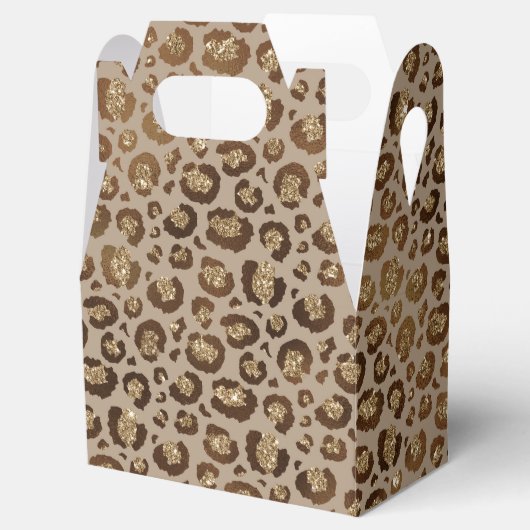 Bruin Goud Glitter Leopard Print Bedankdoosjes (Geopend)