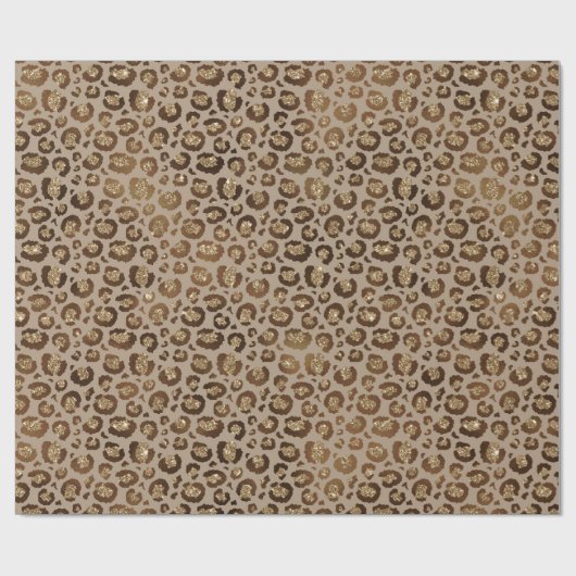 Bruin Goud Glitter Leopard Print Cadeaupapier (Vlak)