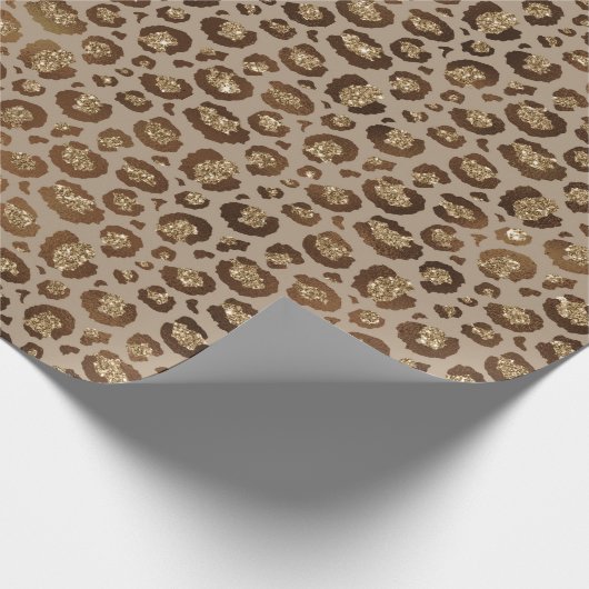Bruin Goud Glitter Leopard Print Cadeaupapier (Hoek)