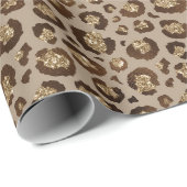Bruin Goud Glitter Leopard Print Cadeaupapier (Rol Hoek)