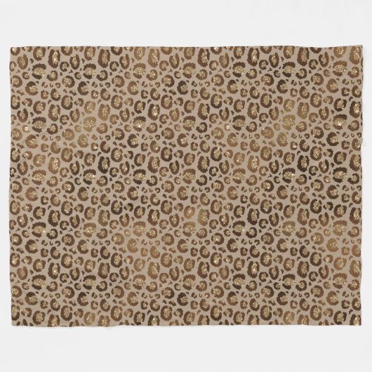 Bruin Goud Glitter Leopard Print Fleece Deken (Voorkant (Horizontaal))