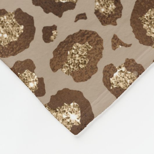 Bruin Goud Glitter Leopard Print Fleece Deken (Hoek)