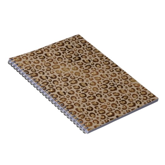 Bruin Goud Glitter Leopard Print Notitieboek (Rechterzijde)