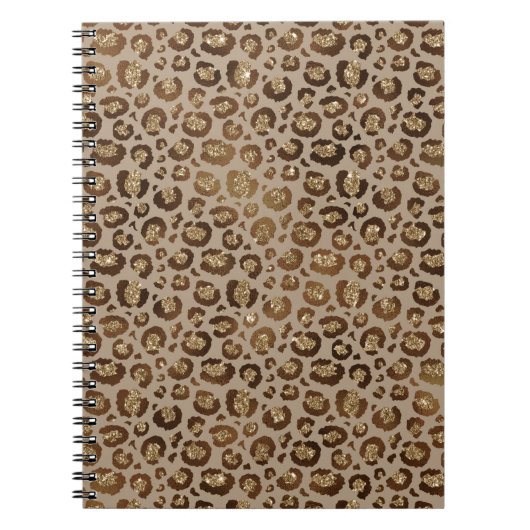 Bruin Goud Glitter Leopard Print Notitieboek (Voorkant)
