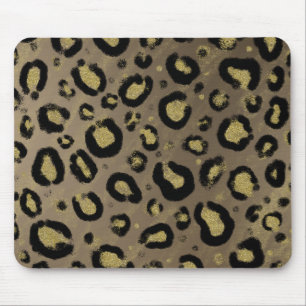 Bruin Goud Glitter & Zwart Luipaard Jachtluipaard Muismat