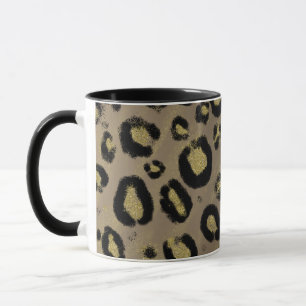 Bruin Goud Glitter & Zwarte Luipaard Jachtluipaard Mok