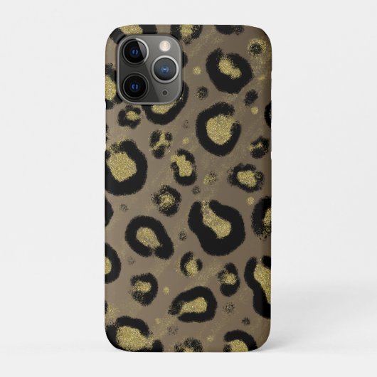 Bruin Goud Glitters & Zwart Luipaard Print Case-Mate iPhone Case (Achterkant)