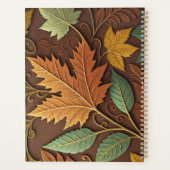 Bruin, Goud & Groen Gebosseerde Herfstbladeren Planner (Achterkant)