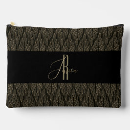 Bruin goud Laat lederen patroon & monogram achter Etui
