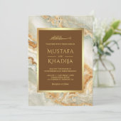 Bruin Goud Marmer Faux Gouden Folie Islamitische B Kaart (Staand voorkant)