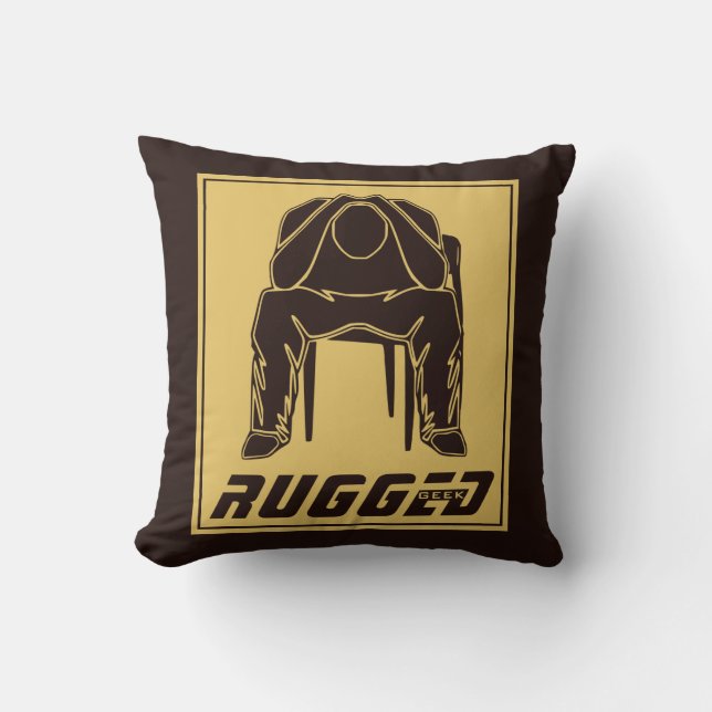 bruin goud Rugged Man Holding Head | Man voor denk Kussen (Voorkant)