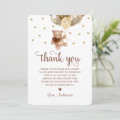 Bruin Goud Teddybeer Veel Baby shower Bedankkaart (Staand voorkant)