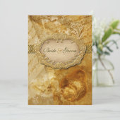 Bruin goud Victoriaans weding Kaart (Staand voorkant)