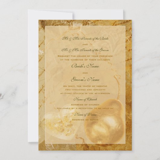 Bruin goud Victoriaans weding Kaart (Achterkant)