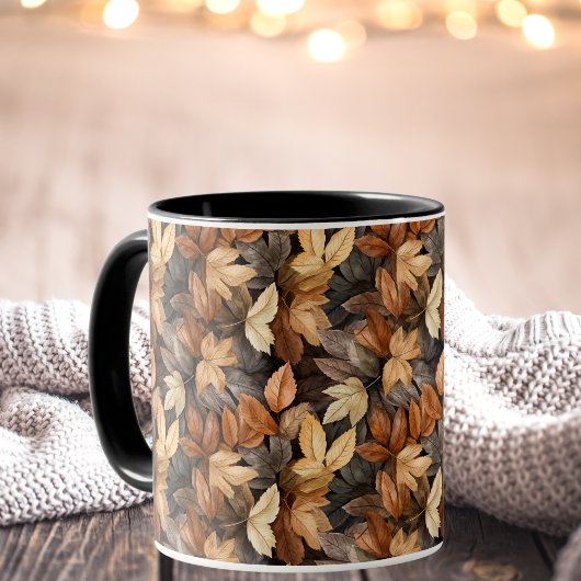 Bruin Goud Waterverf Fall Leaves Coffee Mok