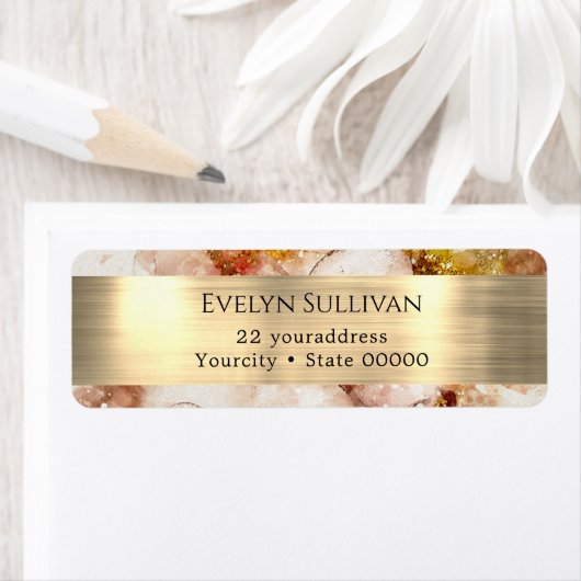 Bruin goud waterverf folie retourneringsadres labe etiket (Insitu)