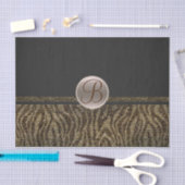 Bruin Goud Zebra Glans Glam Monogram Initiaal Tissuepapier (Craft)