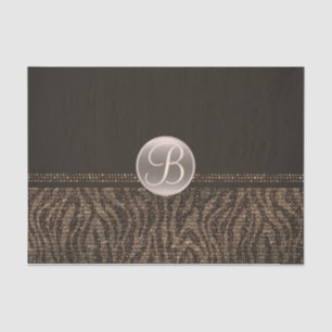 Bruin Goud Zebra Glans Glam Monogram Initiaal Tissuepapier