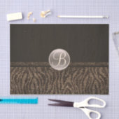 Bruin Goud Zebra Glans Glam Monogram Initiaal Tissuepapier (Craft)