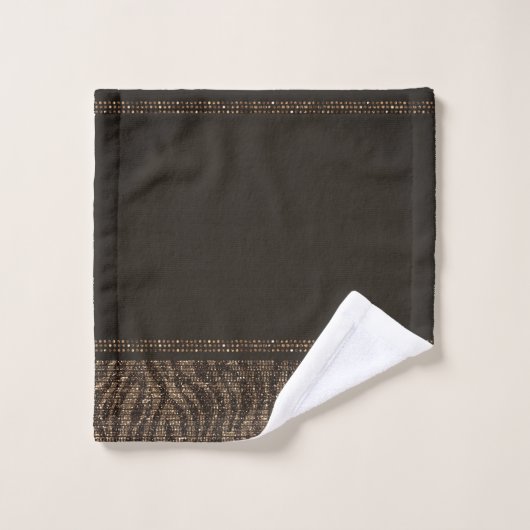 Bruin & Goud Zebra Wild Animal Print Exotic Glam Bad Handdoek (Wasdoekje)