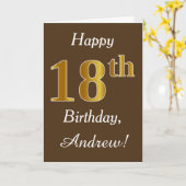Bruin, Gouden 18de Verjaardag Faux + De Naam van Kaart (Gele Bloem)