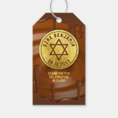 Bruin Gouden Chocolade Bar Mitzvah of Bat Mitzvah Cadeaulabel (Voorkant)