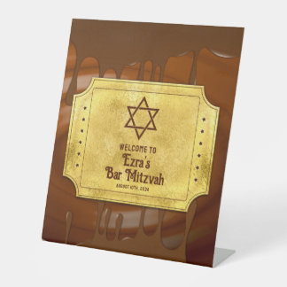 Bruin Gouden Chocolade Bar Mitzvah of Bat Mitzvah Reclamebord Met Voetstuk