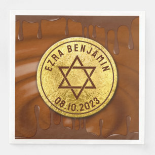 Bruin Gouden Chocolade Bar Mitzvah of Bat Mitzvah Servet